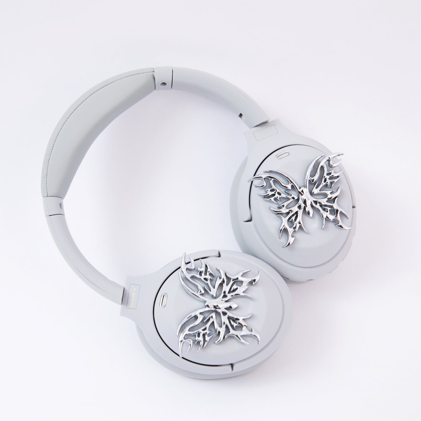 Sony XM4 attachments, Sony XM4 aesthetic, Sony XM4 accessories, sci-fi, Gothic, girlfriend, Gift for him, Gift for her, futuristic, cyberpunk, boyfriend, sonyheadphones, sonywh1000xm5, Sonywh1000xm4, headphone accessories, headphone attachments, chrome butterflies, butterfly