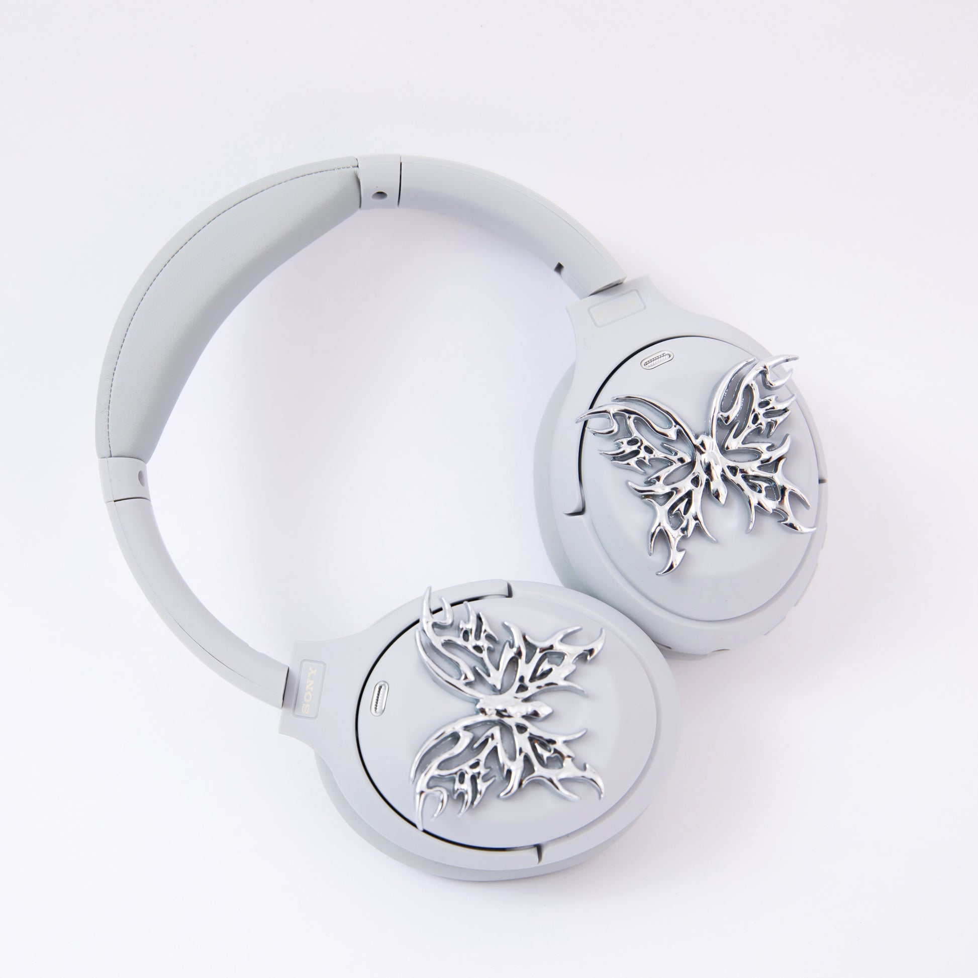 Sony XM4 attachments, Sony XM4 aesthetic, Sony XM4 accessories, sci-fi, Gothic, girlfriend, Gift for him, Gift for her, futuristic, cyberpunk, boyfriend, sonyheadphones, sonywh1000xm5, Sonywh1000xm4, headphone accessories, headphone attachments, chrome butterflies, butterfly