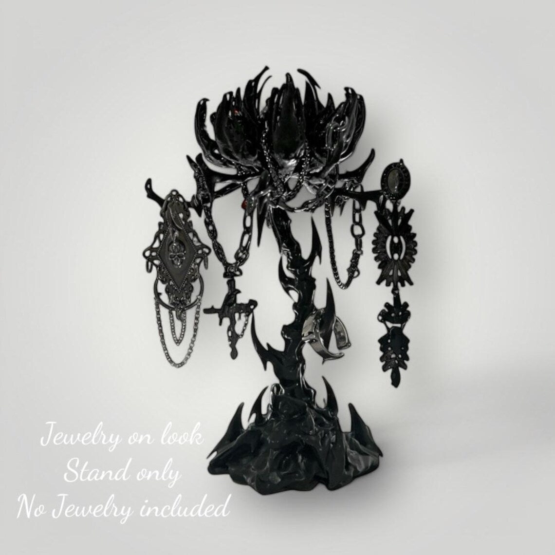 Resin Lotus Jewelry Stand: Gothic Home Decor Art